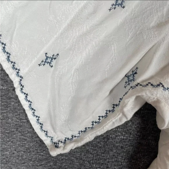 Knox Rose Boho Short Sleeve Embroidered White Blouse - Picture 3 of 16